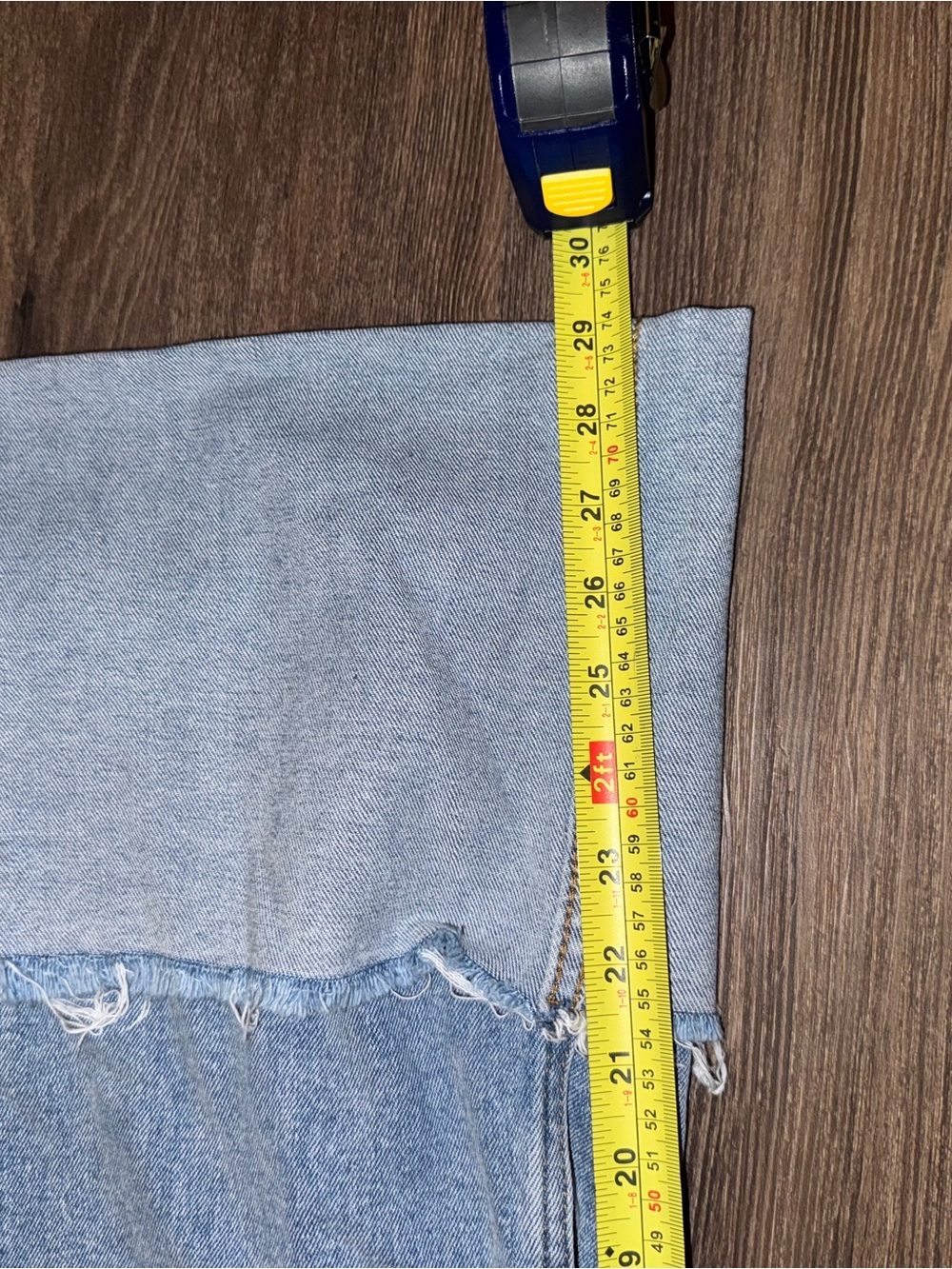 Vibrant Light Blue Wide-Leg Distressed Jeans - Picture 4 of 6